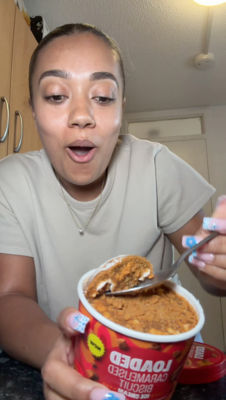 Sherene Cyrus reviews Asda's Loaded Caramelised Biscuit Ice Cream on TikTok